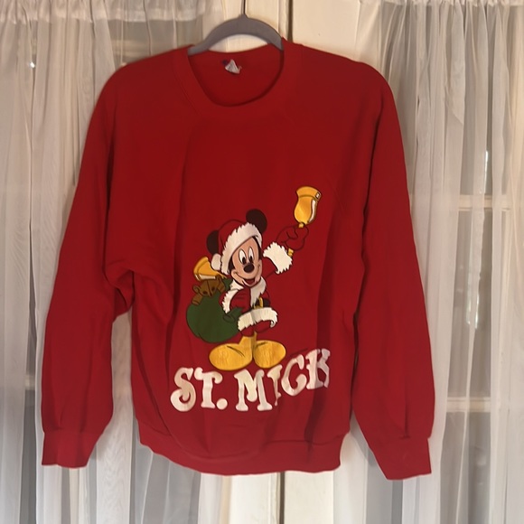 VINTAGE ARTEX DISNEY ST. MICKEY HOLIDAY SWEATSHIRT UNISEX LARGE MADE IN USA - Picture 6 of 10
